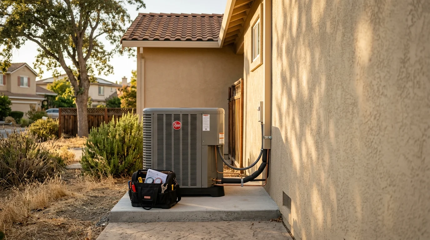 HVAC technician working on heating and cooling system in Concord